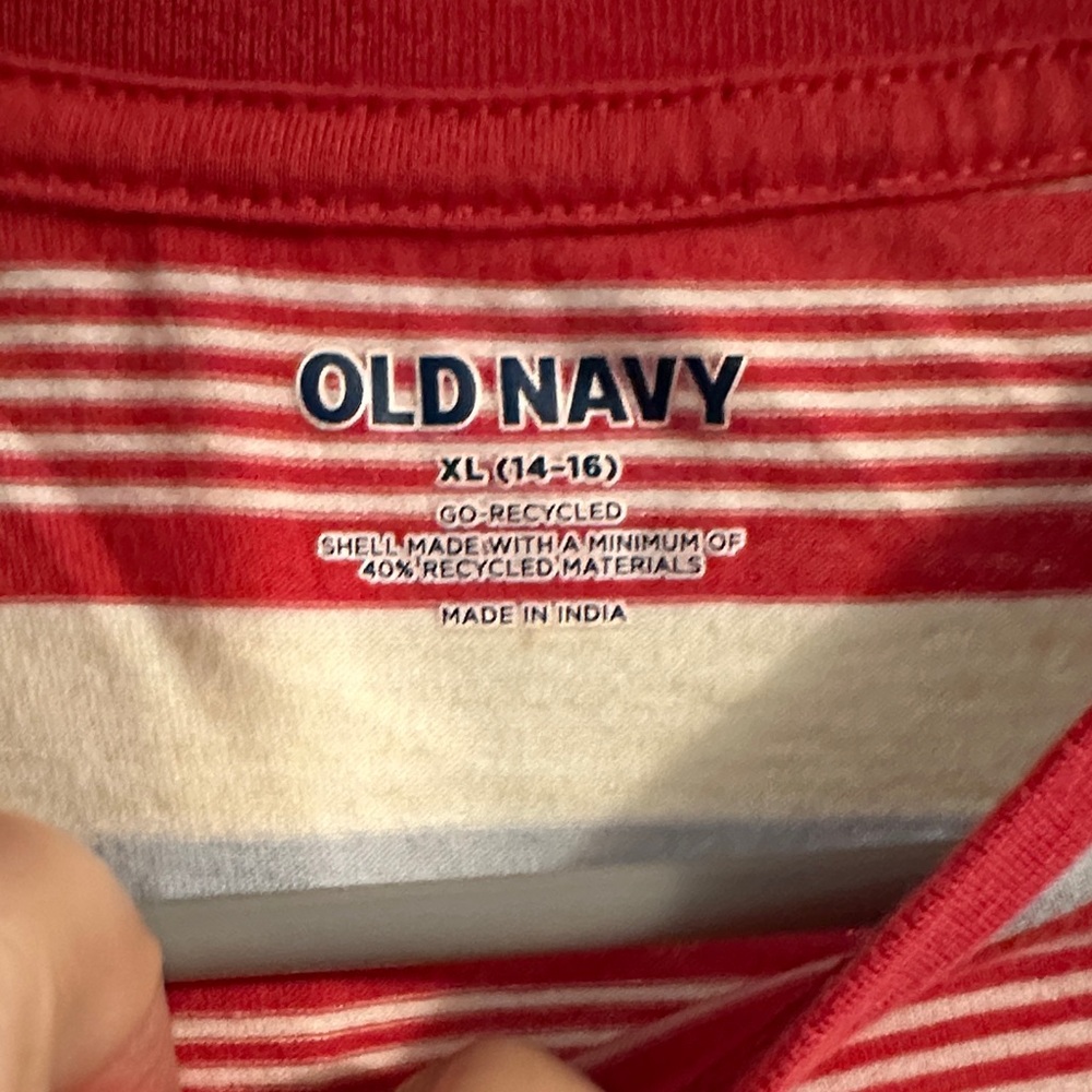 Old Navy Red and White Striped Tee
